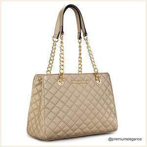 Medium Quilted Tote Bag with Chain Strap, Fits 13" Laptop
